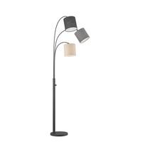 Stehlampe Shade Grau/Schwarz/Sandfarben - Sandfarben/Schwarz, Design, Textil/Metall (186cm) - Fischer & Honsel