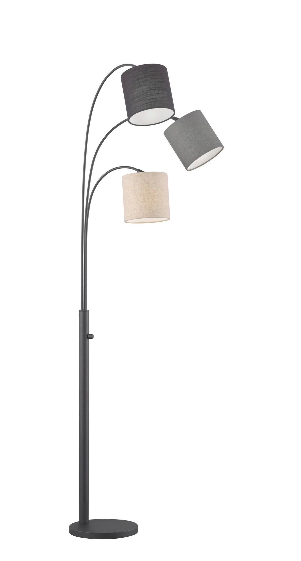 Stehlampe Shade Grau/Schwarz/Sandfarben - Sandfarben/Schwarz, Design, Textil/Metall (186cm) - Fischer & Honsel