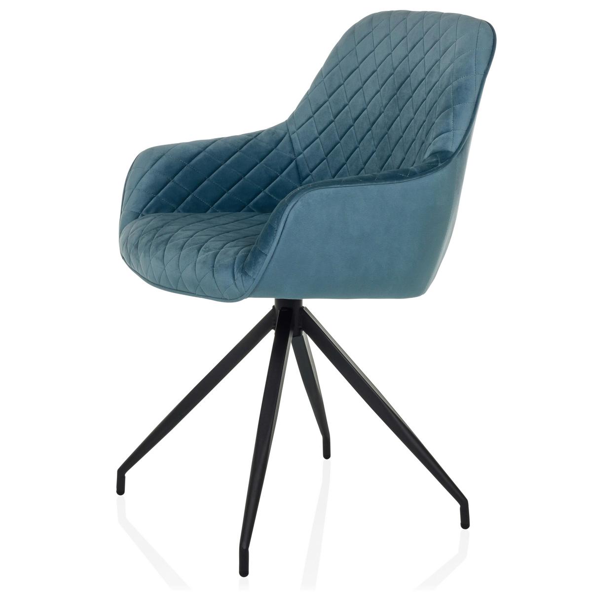 Armlehnstuhl Elverum Blaugrau B: 58 Cm - Blaugrau/Schwarz, MODERN, Textil/Metall (58/87/57cm) - MID.YOU