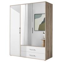 Kleiderschrank mit Spiegel 3trg Lembo San Remo/Weiß B: 155 cm - Alufarben/Weiß, KONVENTIONELL, Glas/Holzwerkstoff (155/195/60cm)