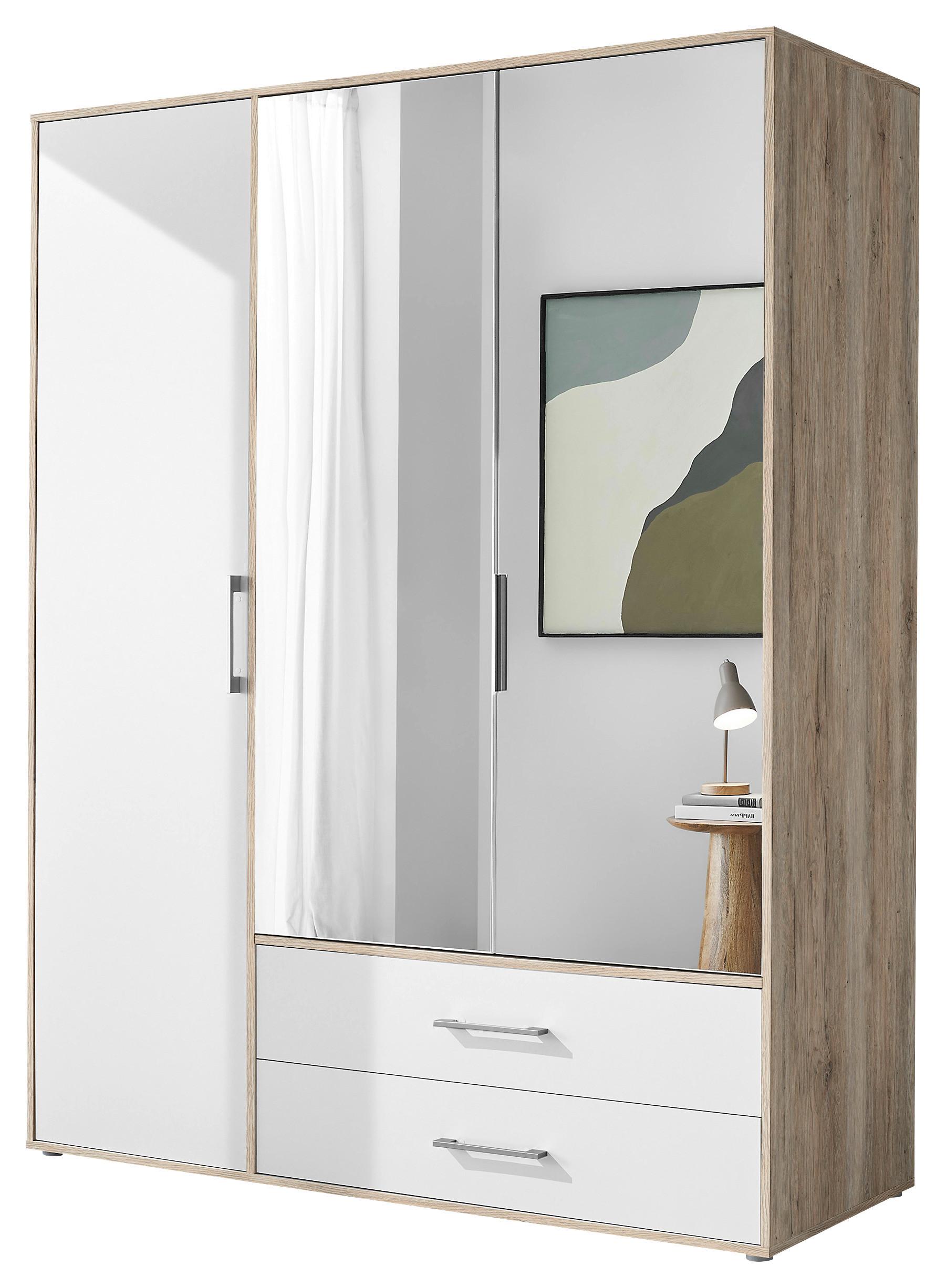 Kleiderschrank mit Spiegel 3trg Lembo San Remo/Weiß B: 155 cm