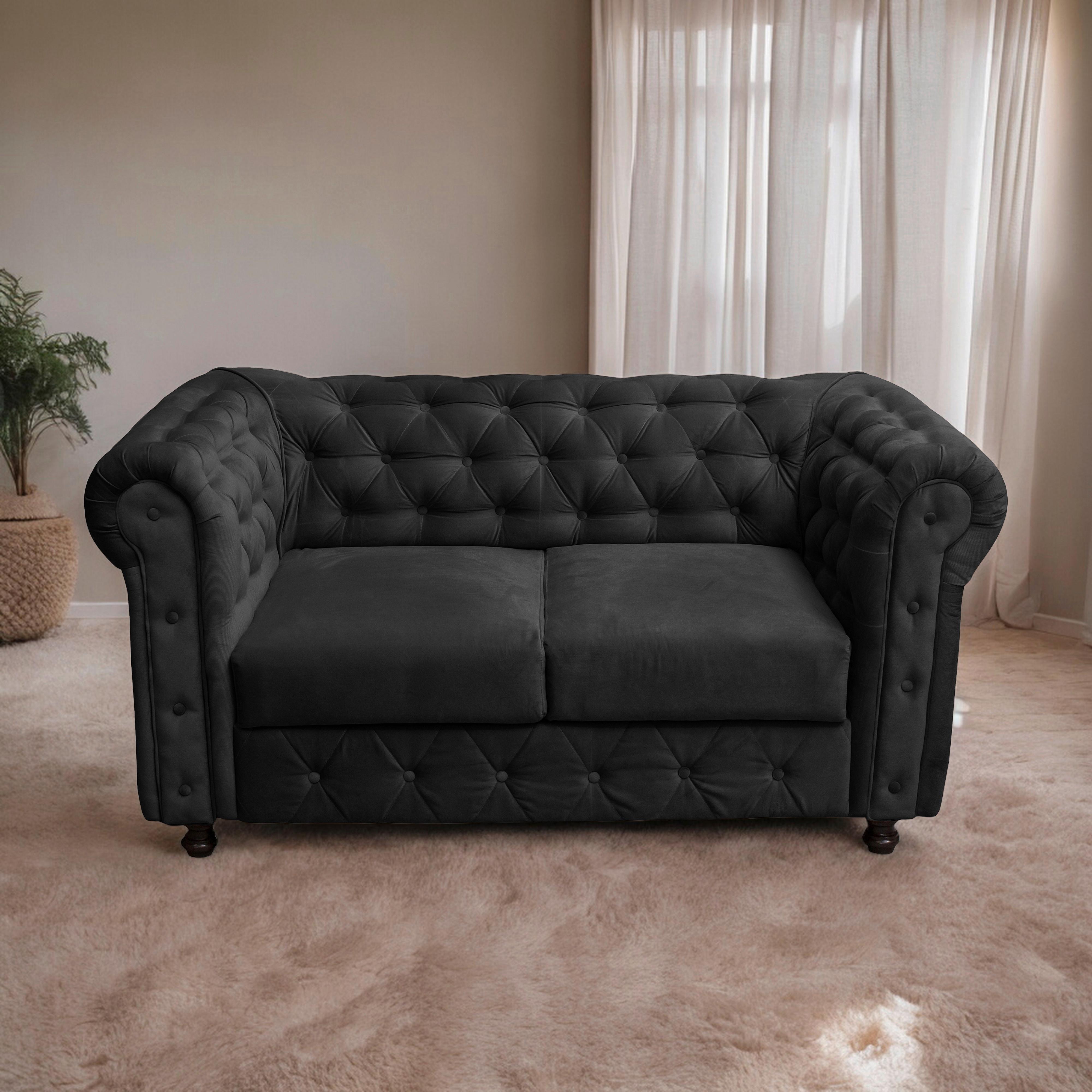Chesterfield-Sofa Cardiff 168 - Wengefarben/Anthrazit, Basics, Textil (168/80/90cm) - P & B