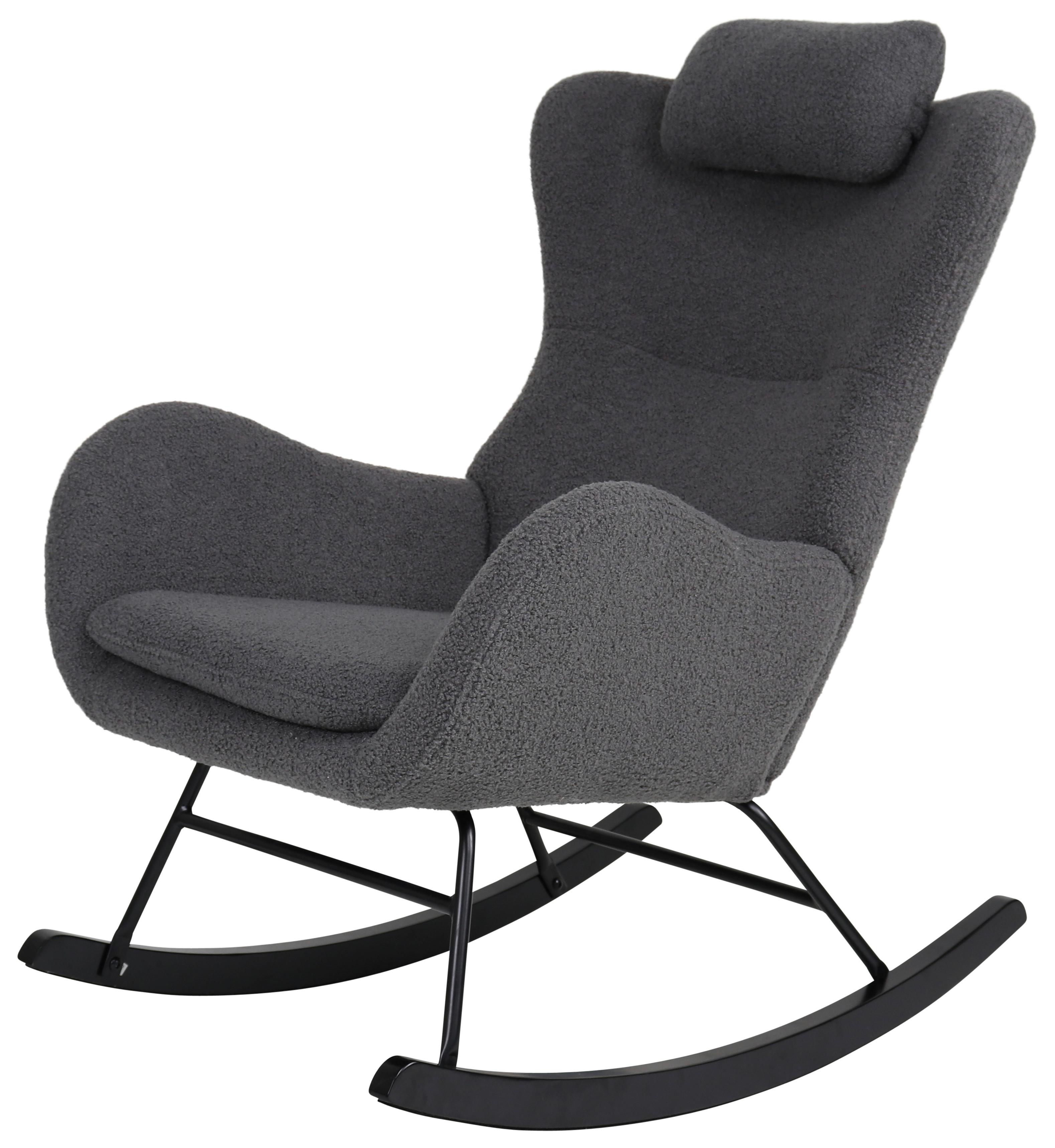 Schaukelsessel Teddy Teddy Grau, B: 66 Cm - Schwarz/Grau, MODERN, Holz/Textil (66/90/85cm)