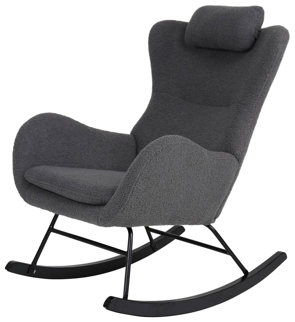 Schaukelsessel Teddy Teddy Grau, B: 66 Cm - Schwarz/Grau, MODERN, Holz/Textil (66/90/85cm)