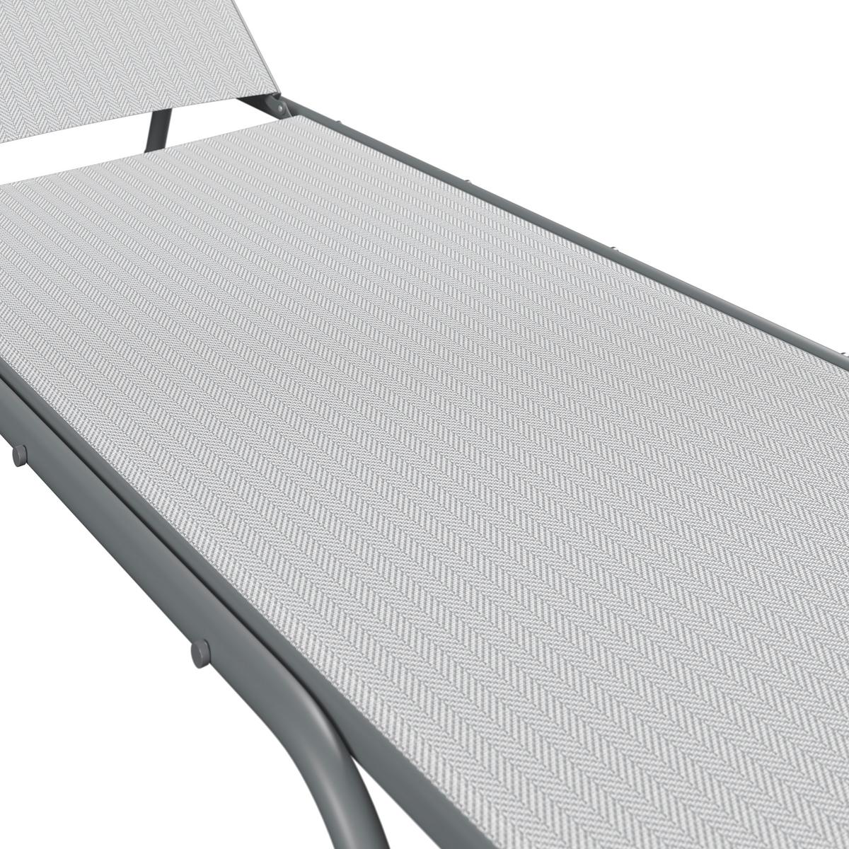 Sonnenliege Sevilla - Dunkelgrau/Hellgrau, MODERN, Textil/Metall (195/63/45cm) - Beldano