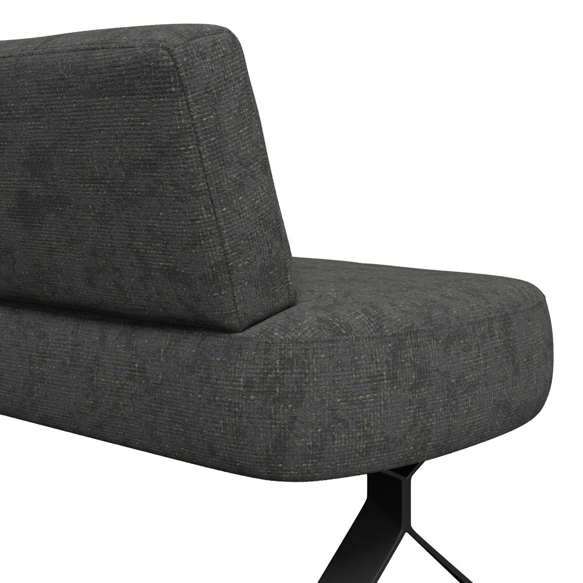 Eckbank schwarz/Metallbeine Ulmo, S:248x176cm - Schwarz, MODERN, Textil/Metall (248/176cm)