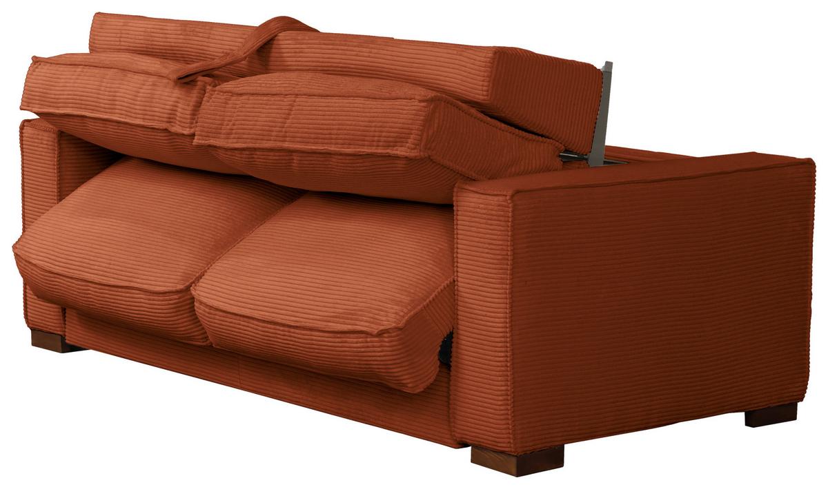 Schlafsofa Texas Rostfarben Cord, B: 203 cm - Rostfarben/Dunkelbraun, Design, Textil (203/85/99cm) - MID.YOU
