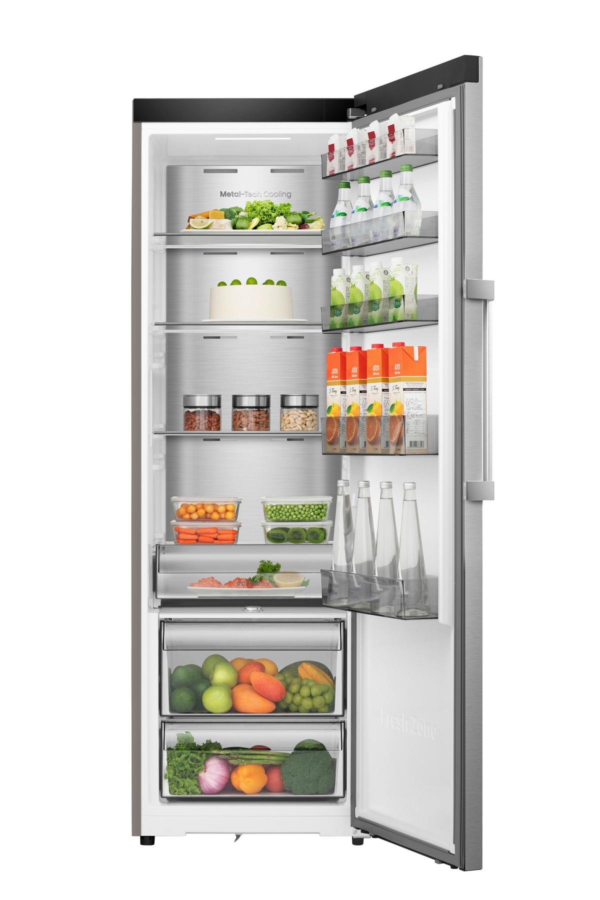 Kühlschrank Edelstahlfarben B: 59,5cm - Edelstahlfarben, Trend, Glas/Kunststoff (59,5/185,6/60cm) - Hisense