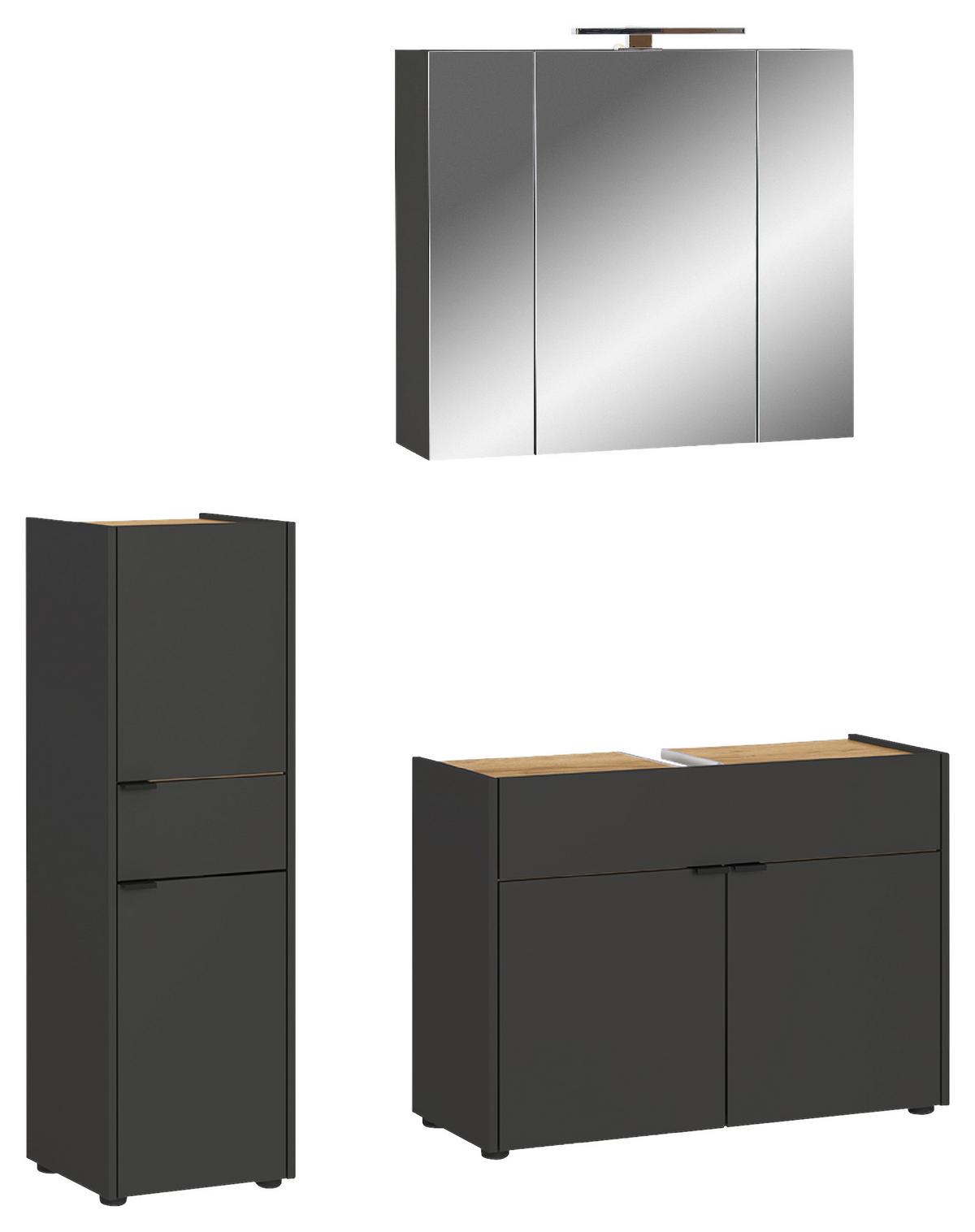 Badezimmer Forano Graphitfarben/eichefarben - Eichefarben/Schwarz, MODERN, Holzwerkstoff (129cm) - Germania