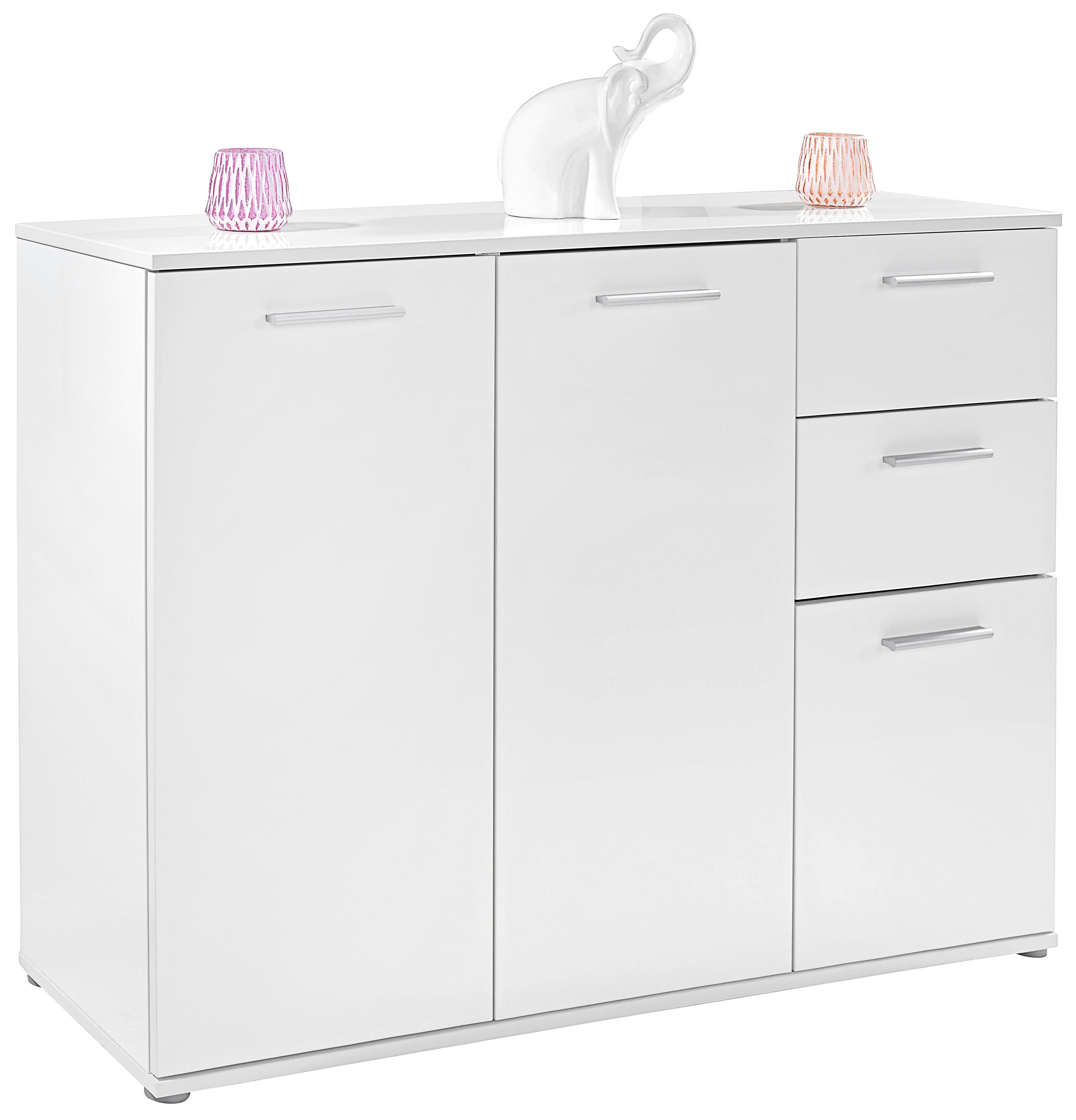 KOMODA CHRISTIAN NEW 2 - bílá/barvy hliníku, Moderní, kompozitní dřevo/plast (120/85/35cm)