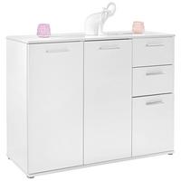 KOMODA CHRISTIAN NEW 2 - bílá/barvy hliníku, Moderní, kompozitní dřevo/plast (120/85/35cm)