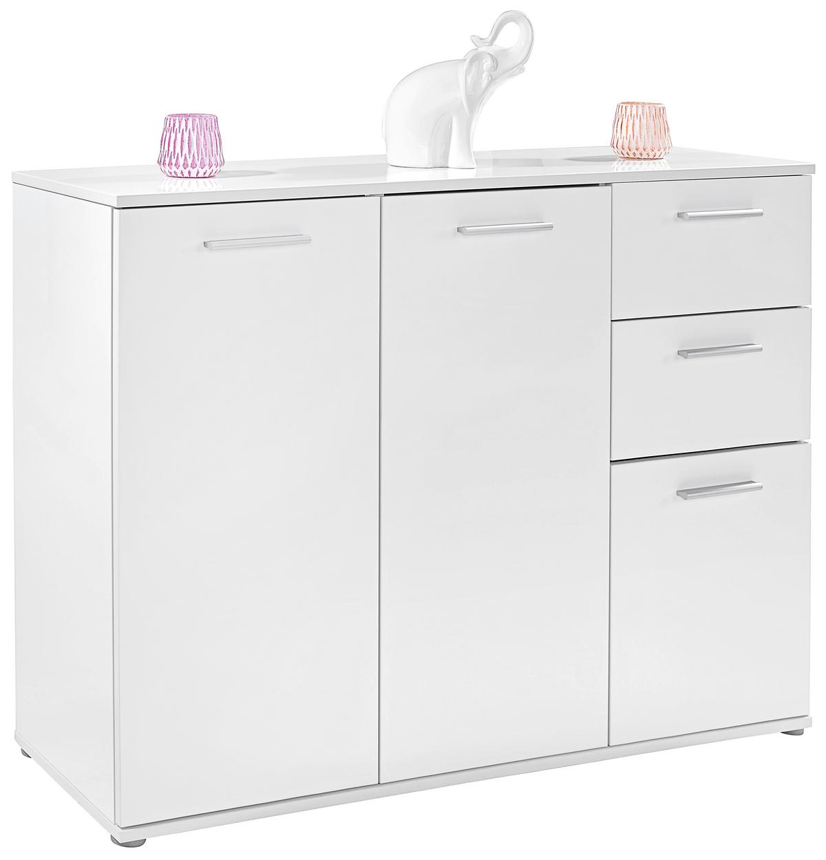 KOMODA CHRISTIAN NEW 2 - bílá/barvy hliníku, Moderní, kompozitní dřevo/plast (120/85/35cm)