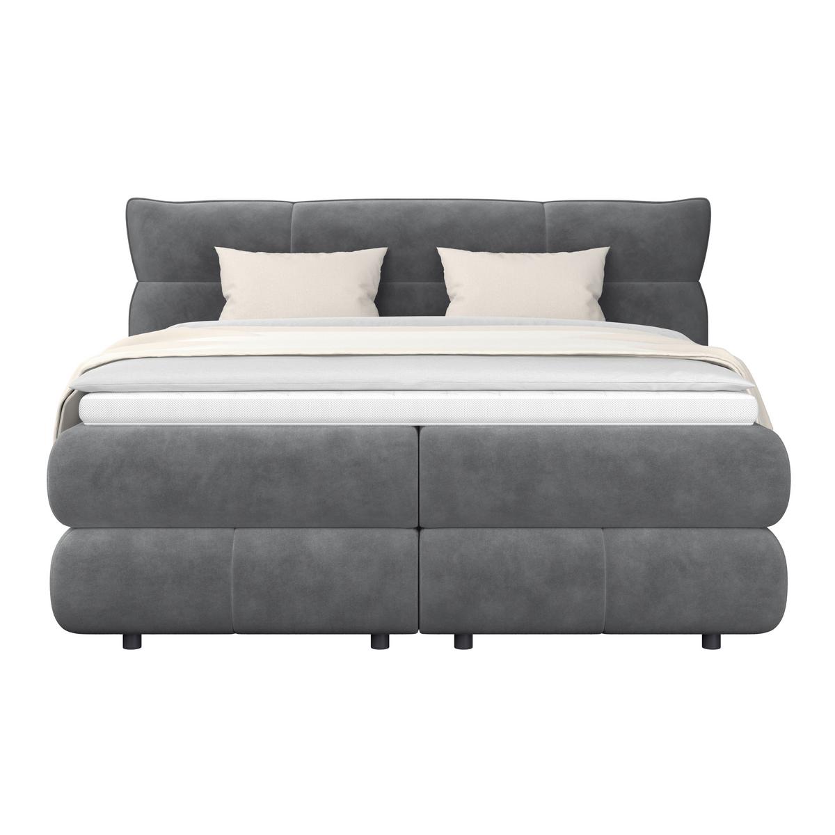 Boxspringbett Carmelo Anthrazit 180x200 cm - Anthrazit/Schwarz, Trend, Textil (180/200cm)