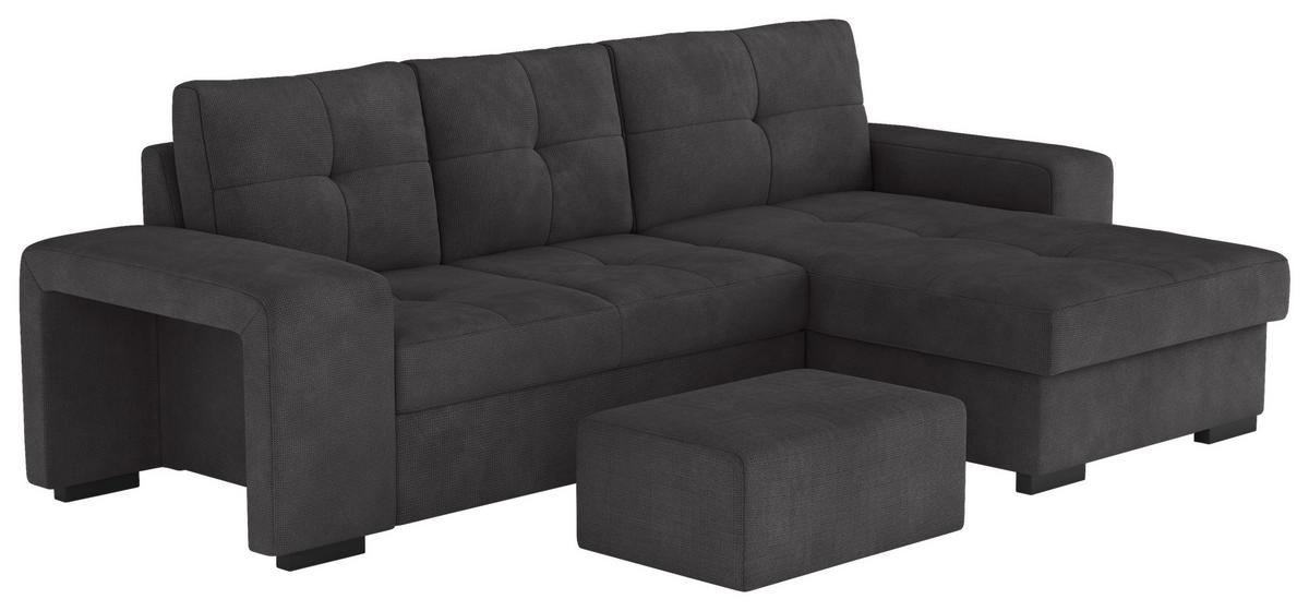 Eckschlafsofa Mattina Schwarz S: 268x156 Cm - Schwarz, MODERN, Textil (268/156cm) - MID.YOU