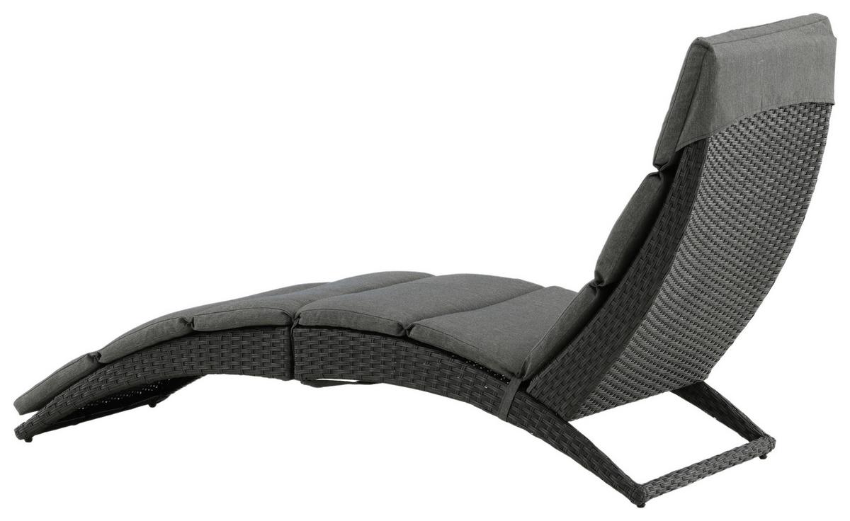 Sonnenliege Archie Kunststoff - Schwarz, KONVENTIONELL, Kunststoff (64/84/158cm) - Gardenson