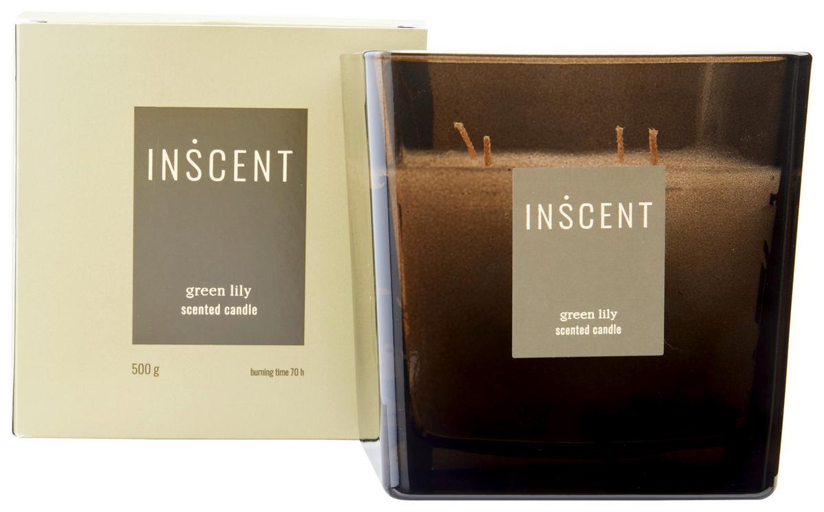 Svíčka ve skle Green Lily, 70h. - bílá/čiré, Design, sklo (12/12/12cm) - Inscent