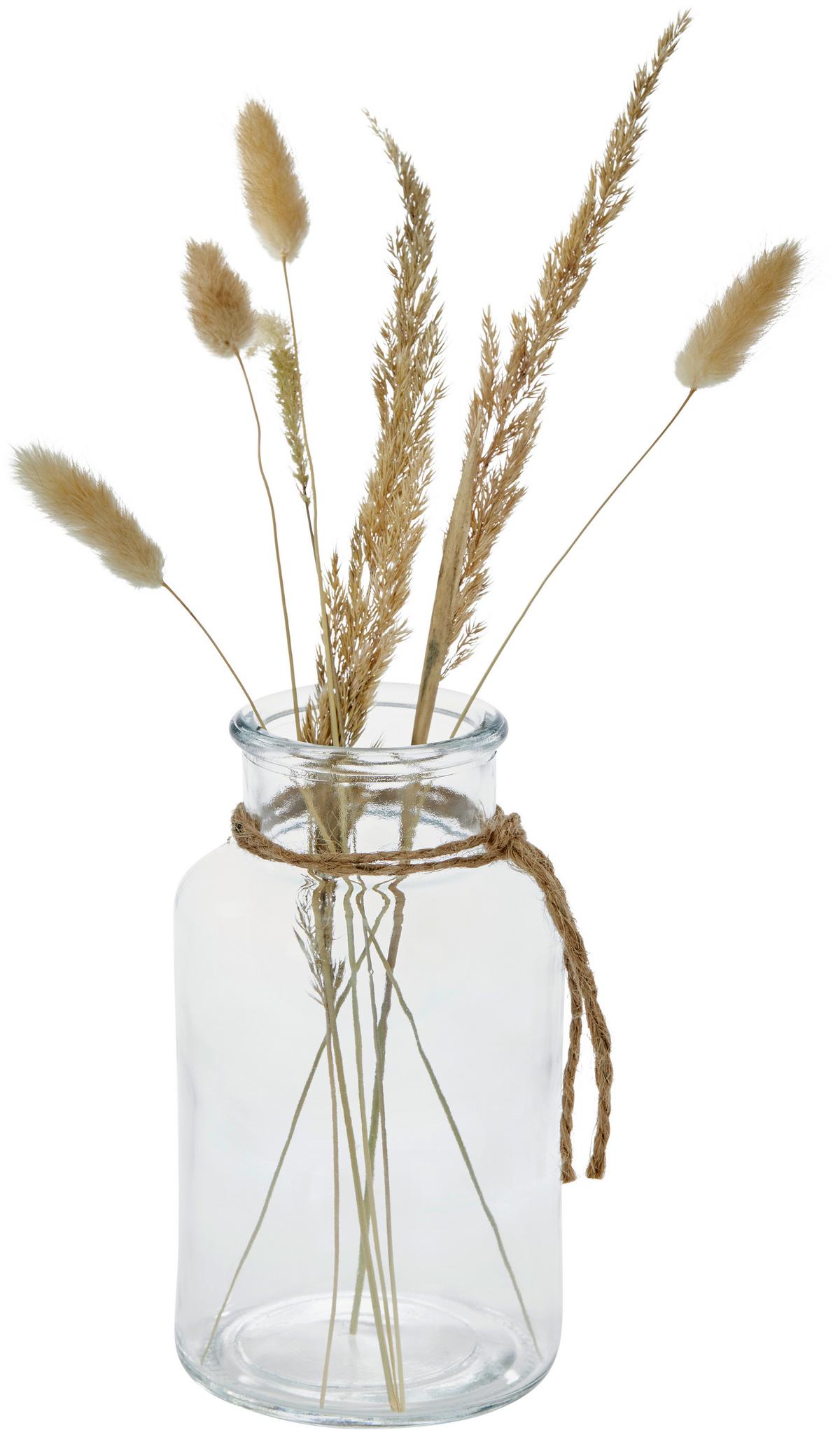 Vase Margot Gerade Kalk-Soda-Glas H: 16 Cm - Klar/Naturfarben, MODERN, Glas/Textil (8,3/16cm) - Luca Bessoni