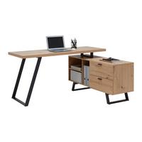 Rohový psací stůl CARMELO II - černá/barvy dubu, Moderní, kov/kompozitní dřevo (150/75/120cm) - Mömax
