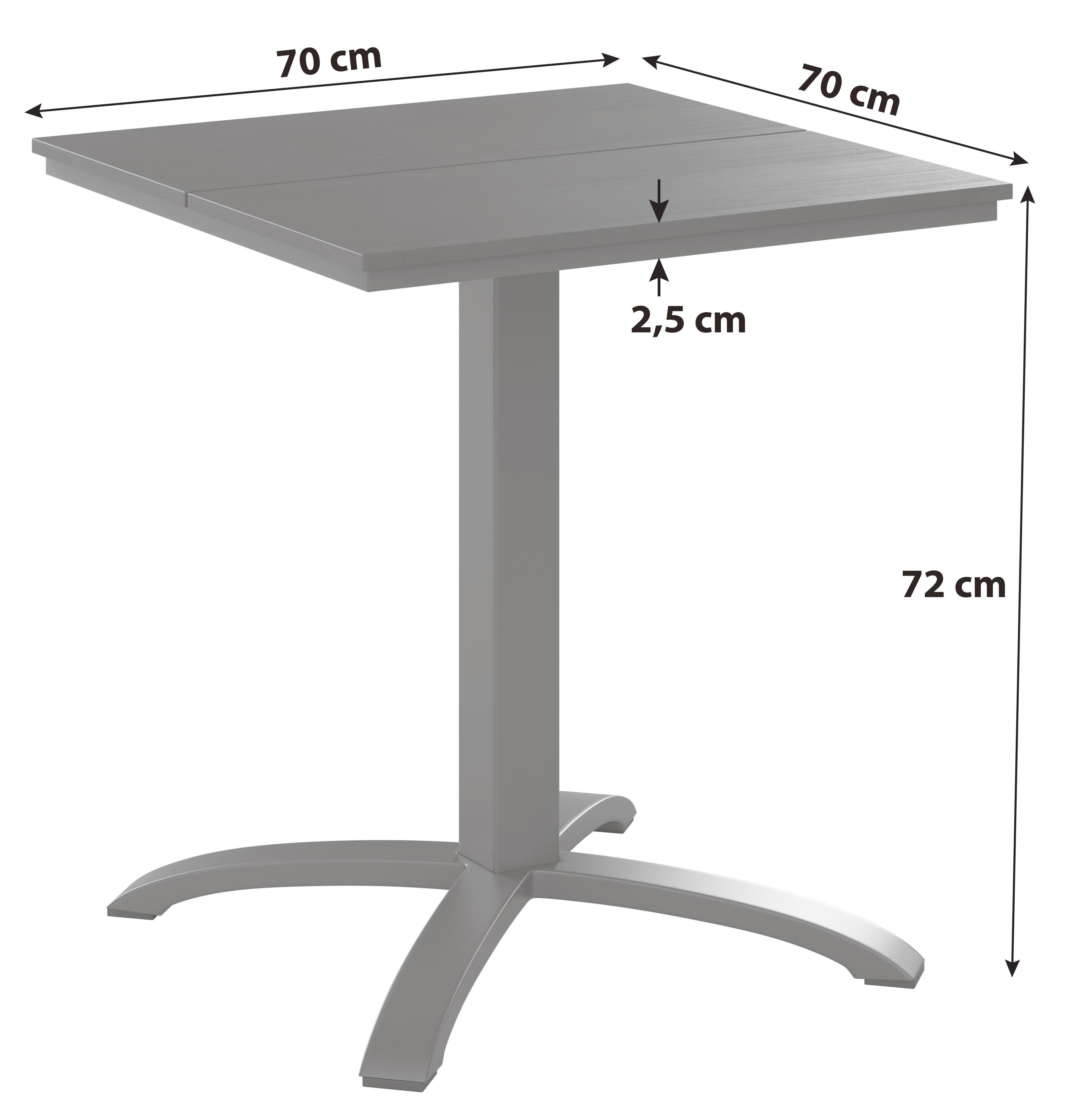 Gartentisch Dijon Metall/Kunststoff L 70 cm - Schwarz, MODERN, Kunststoff/Metall (70/72/70cm) - Beldano