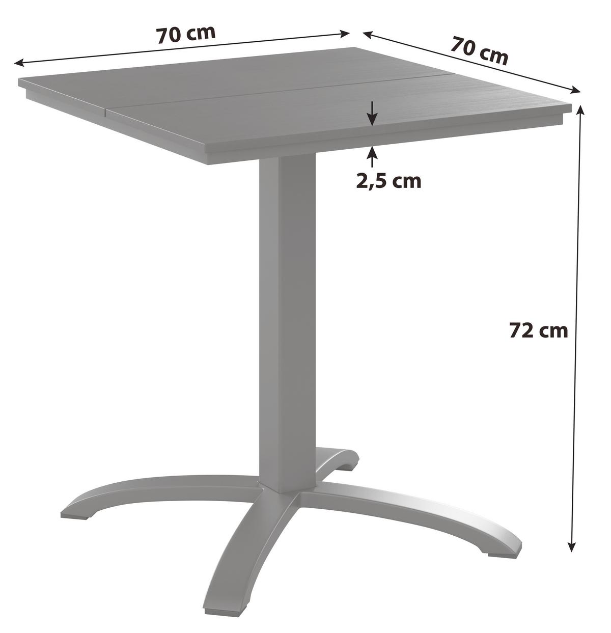 Gartentisch Dijon Metall/Kunststoff L 70 cm - Schwarz, MODERN, Kunststoff/Metall (70/72/70cm) - Beldano