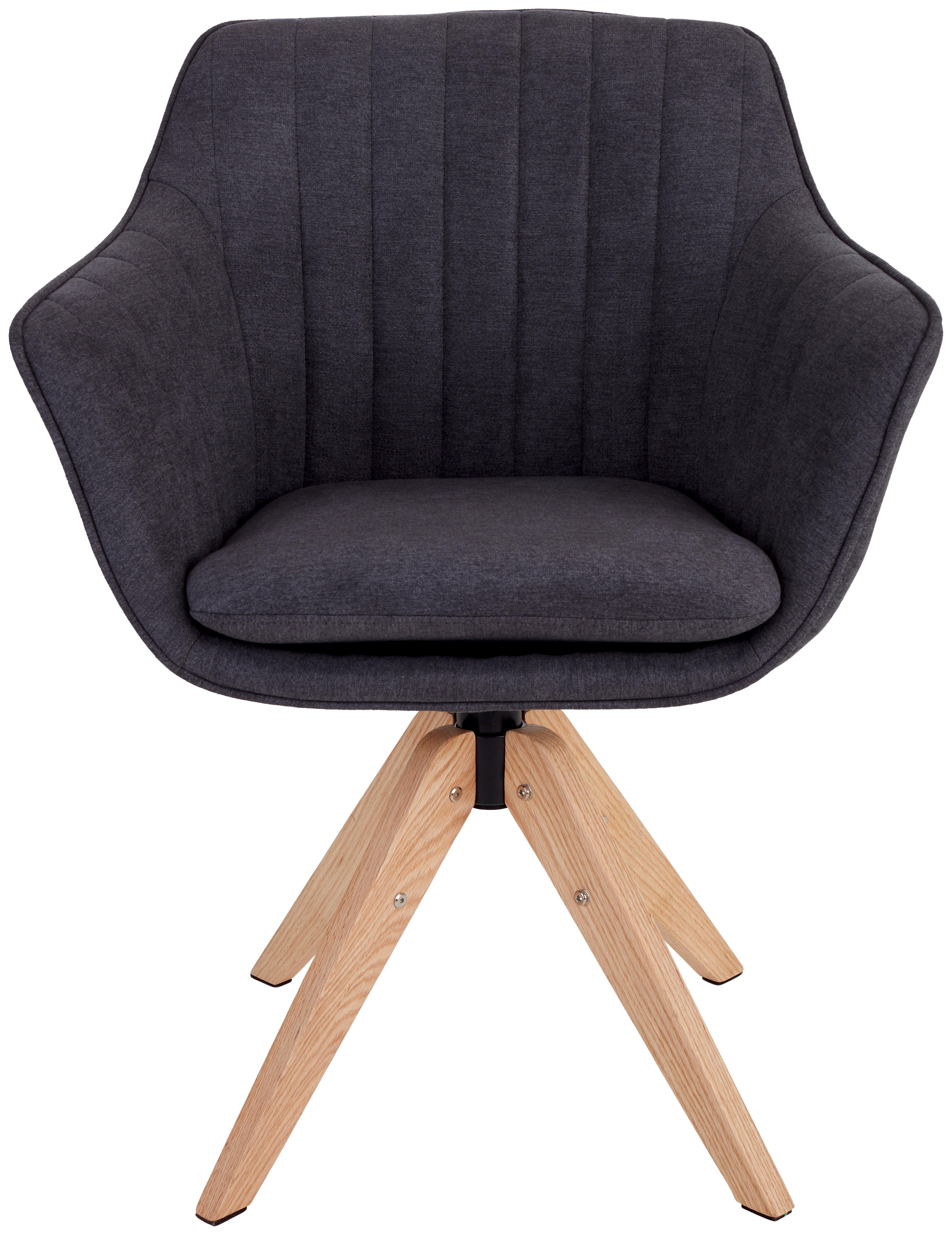 Armlehnstuhl - Set 2er Belluno Anthrazit drehbarer Sitzfläche - Eichefarben/Anthrazit, MODERN, Holz/Textil (60/88/57,5cm) - MID.YOU