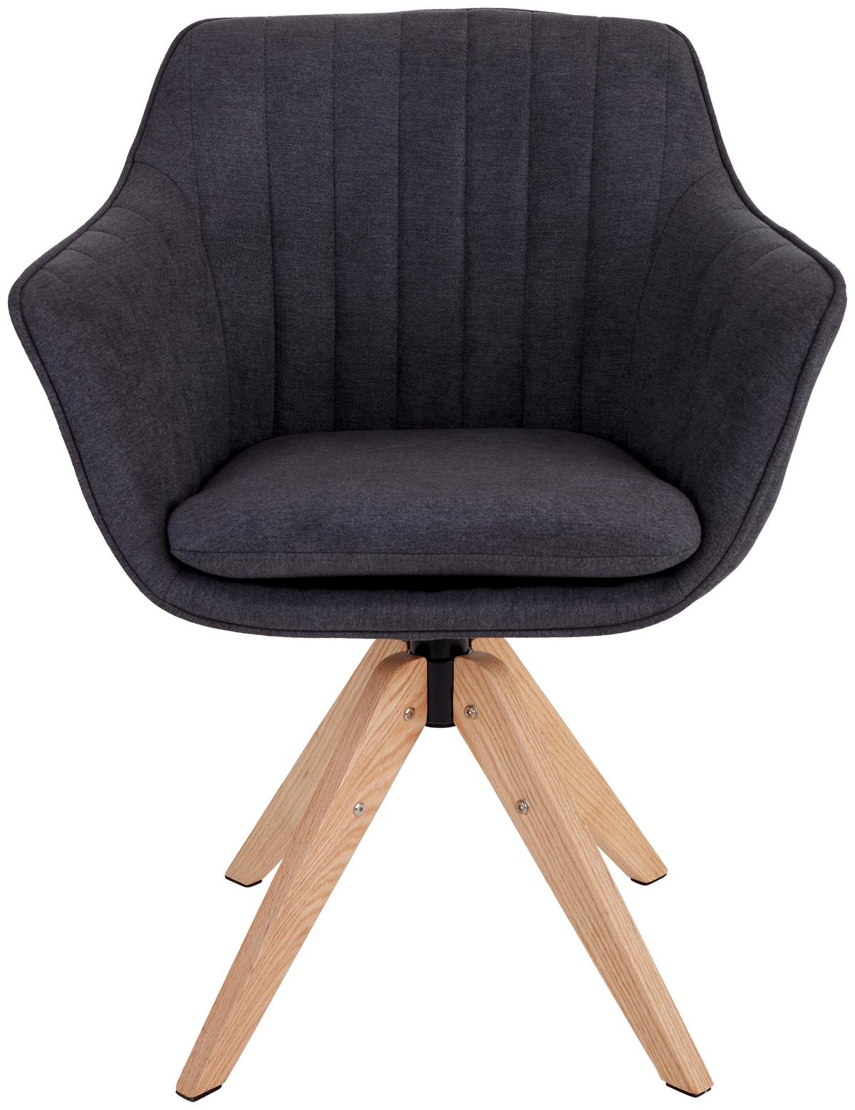Armlehnstuhl Belluno Anthrazit Mit Drehbarer Sitzfläche - Eichefarben/Anthrazit, MODERN, Holz/Textil (60/88/57,5cm) - MID.YOU