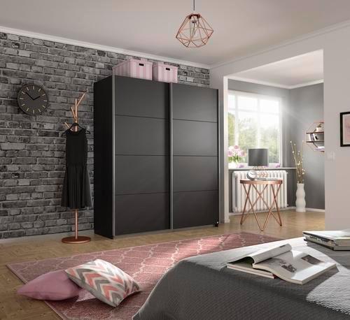 Schwebetürenschrank 181cm Belluno, Grau Metallic Dekor - Grau, MODERN, Holzwerkstoff (181/230/62cm) - Rauch Möbel