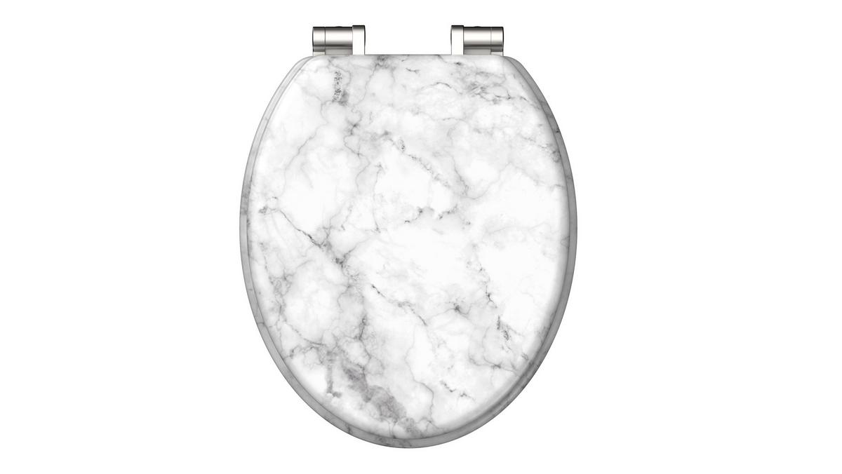Wc-ülőke Marmor Stone - fehér/szürke, faalapú anyag (37,5/43,5/5,5cm) - Mömax