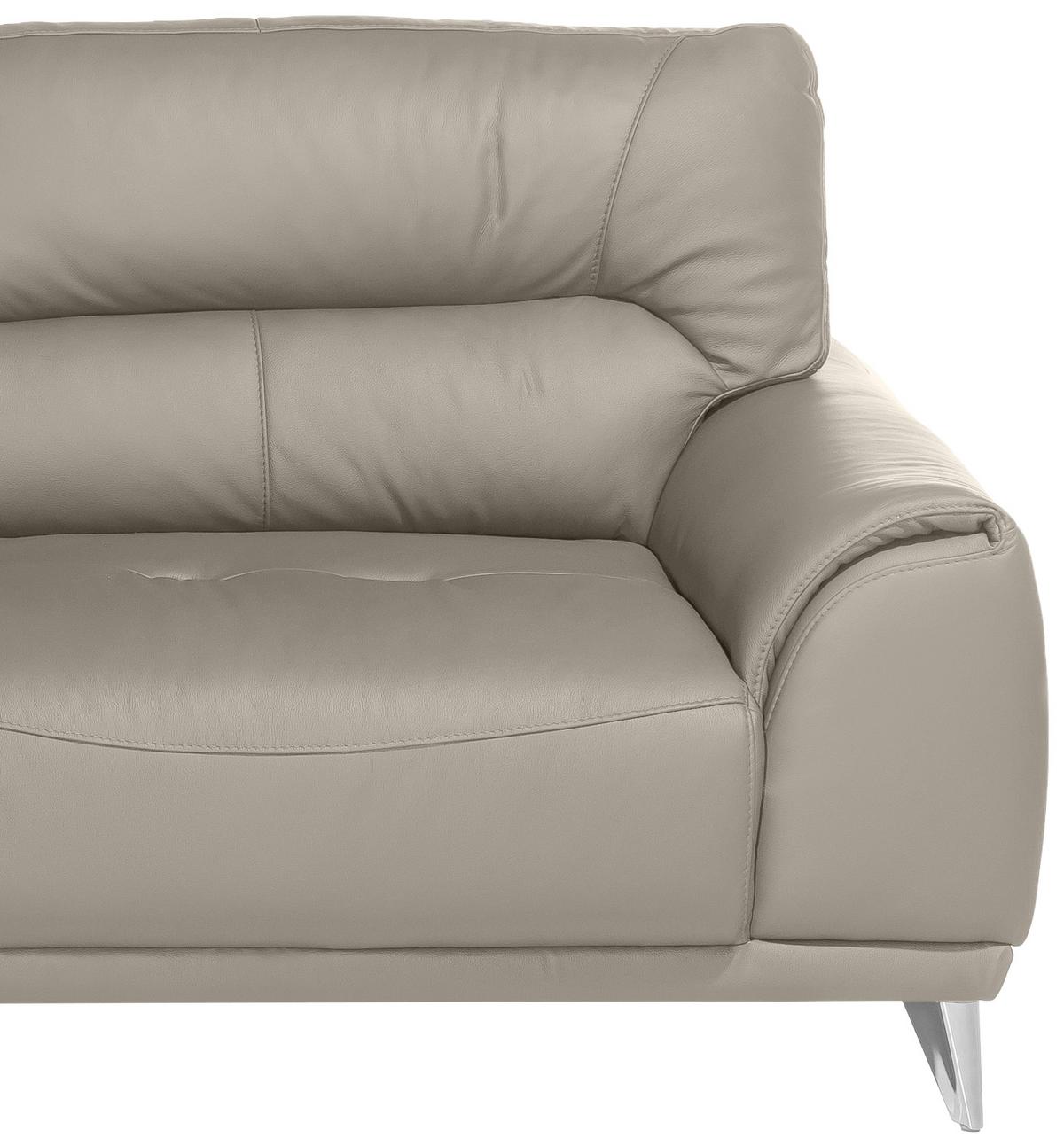 Dreisitzer-Sofa Frisco, Lederlook - Sandfarben/Chromfarben, MODERN, Textil (210/92/96cm) - MID.YOU