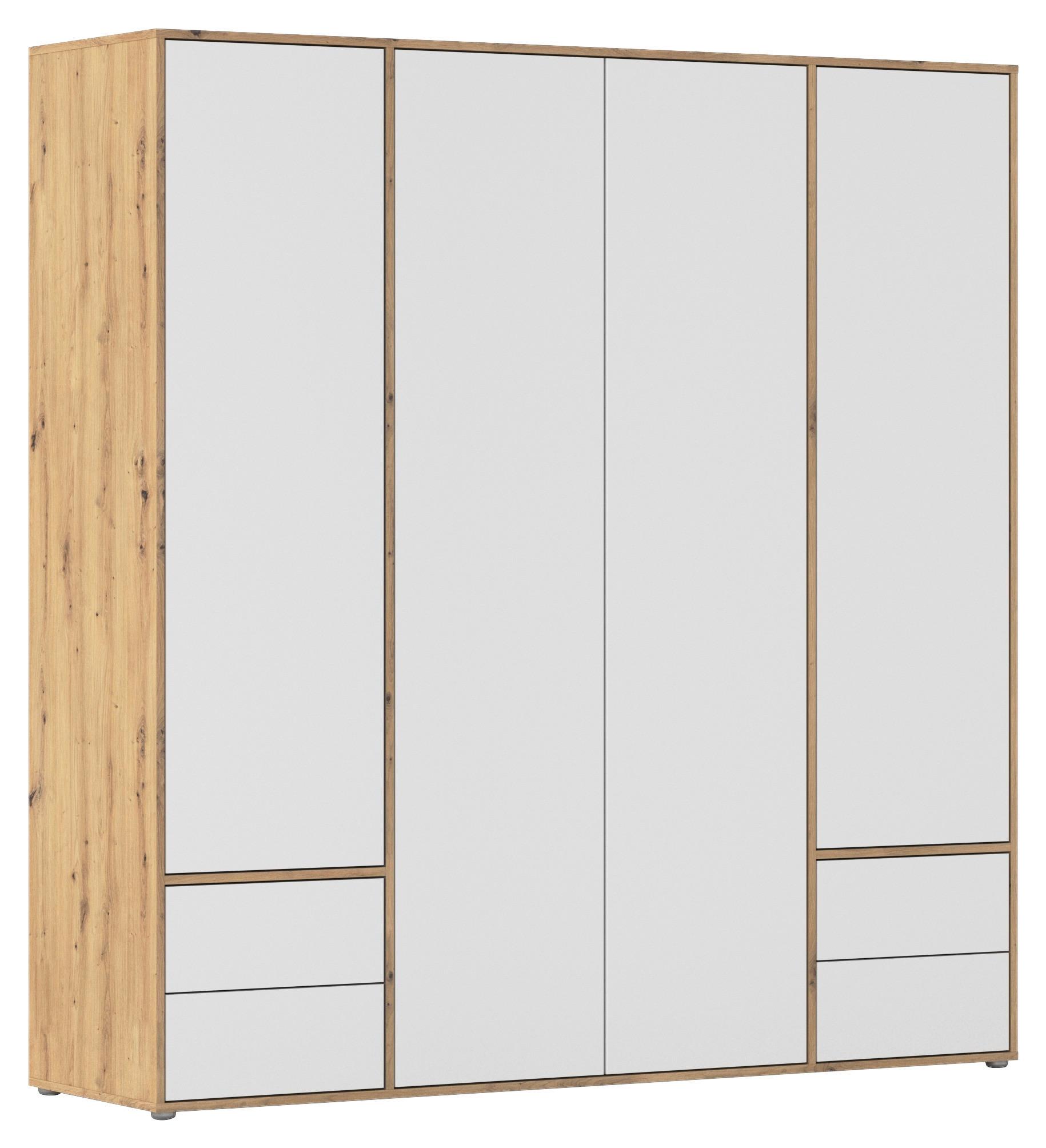 Drehtürenschrank Nabila Weiß Eiche Artisan Dek.