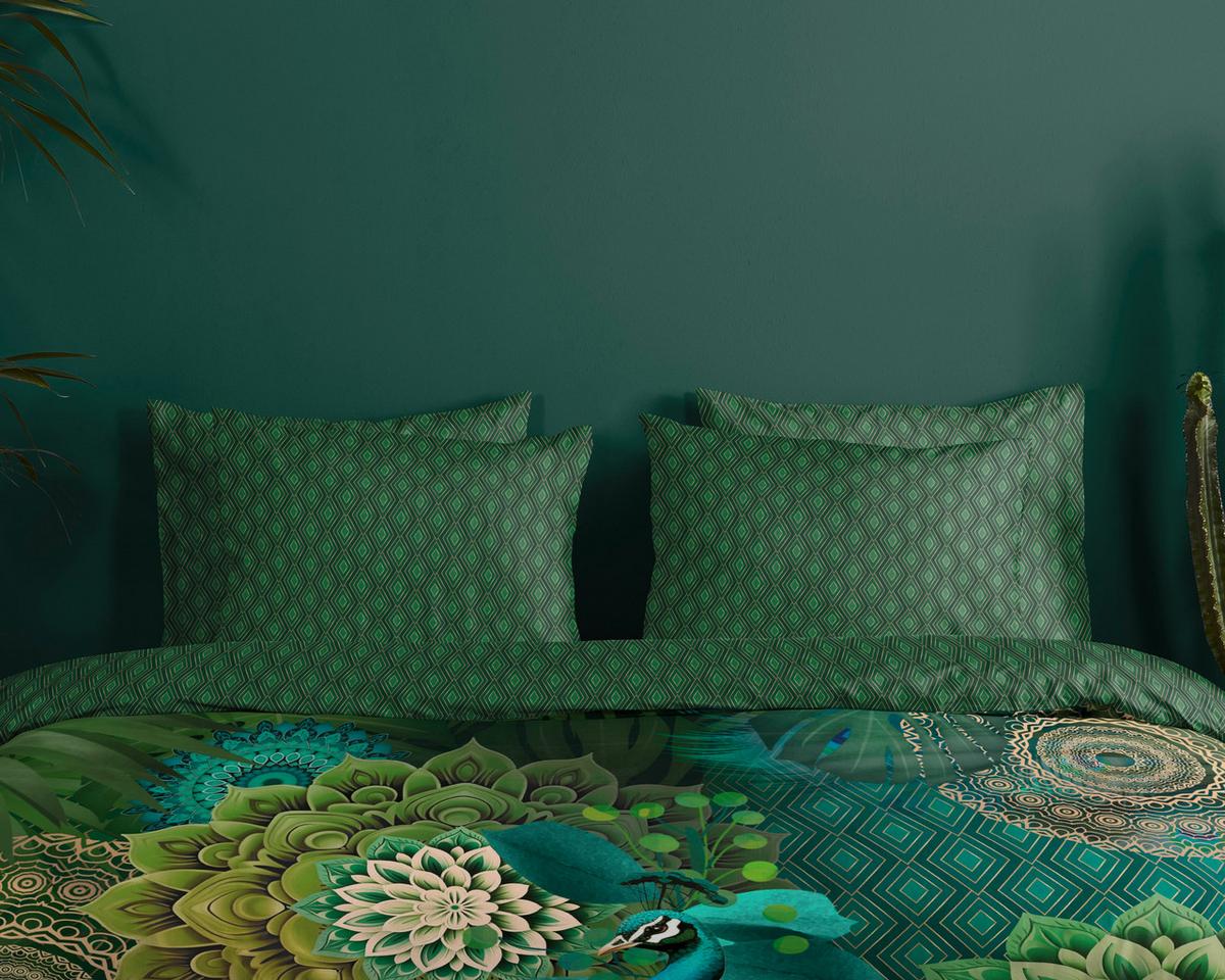 BETTWÄSCHE AGATHA - Dunkelgrün/Grün, Design, Textil (140/200cm)
