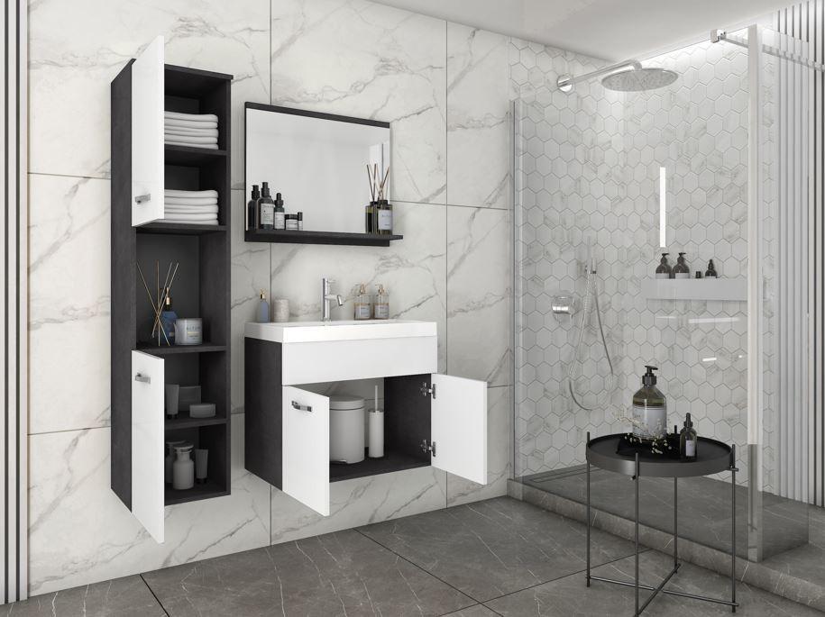 Badezimmer in Weiß und Anthrazit
