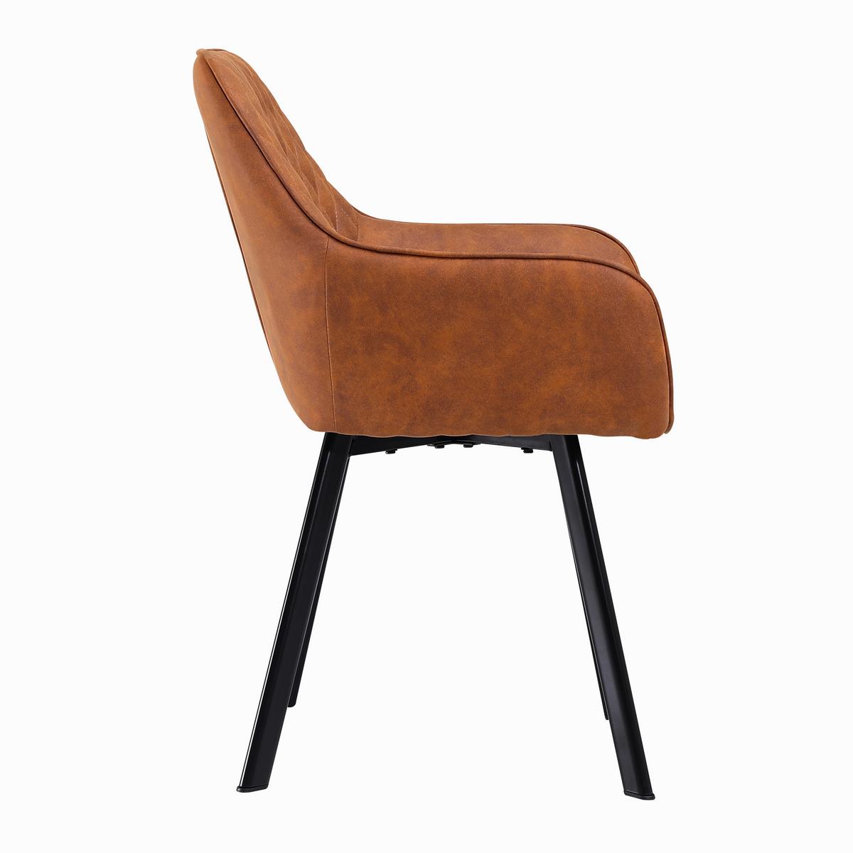 Armlehnstuhl-Set Braun B: 56,5 cm - Schwarz/Braun, MODERN, Textil/Metall (56,5/83/63cm) - Livetastic