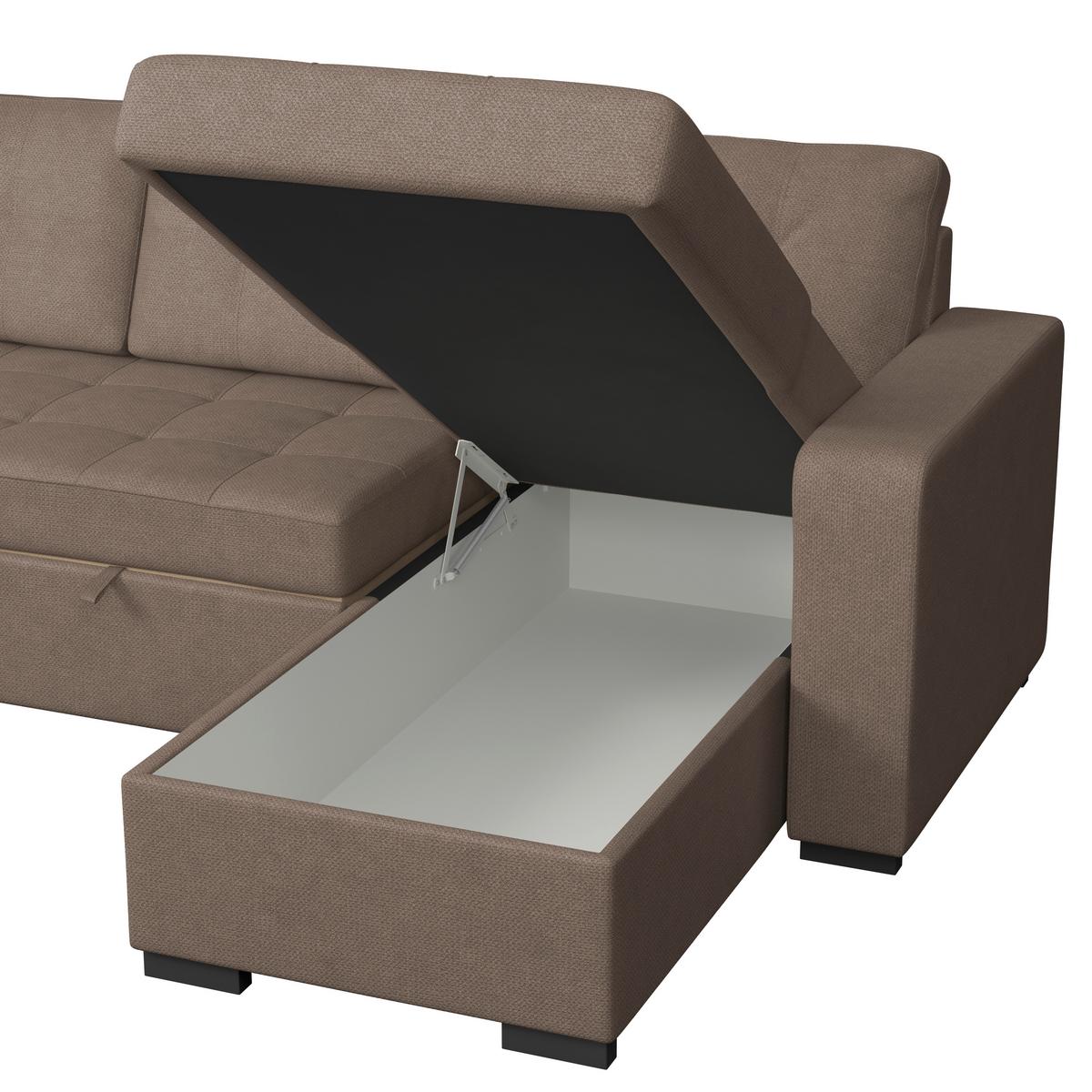 Ecksofa Turin Braun, 239x160cm - Braun, Trend, Holz/Textil (239/160cm)