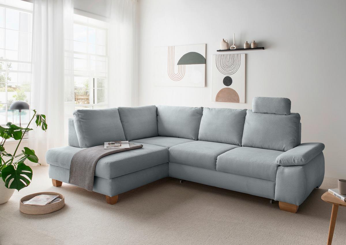 Eckschlafsofa Positano Hellblau S: 206x261 Cm - Wildeiche/Hellblau, MODERN, Textil (206/261cm) - Livetastic
