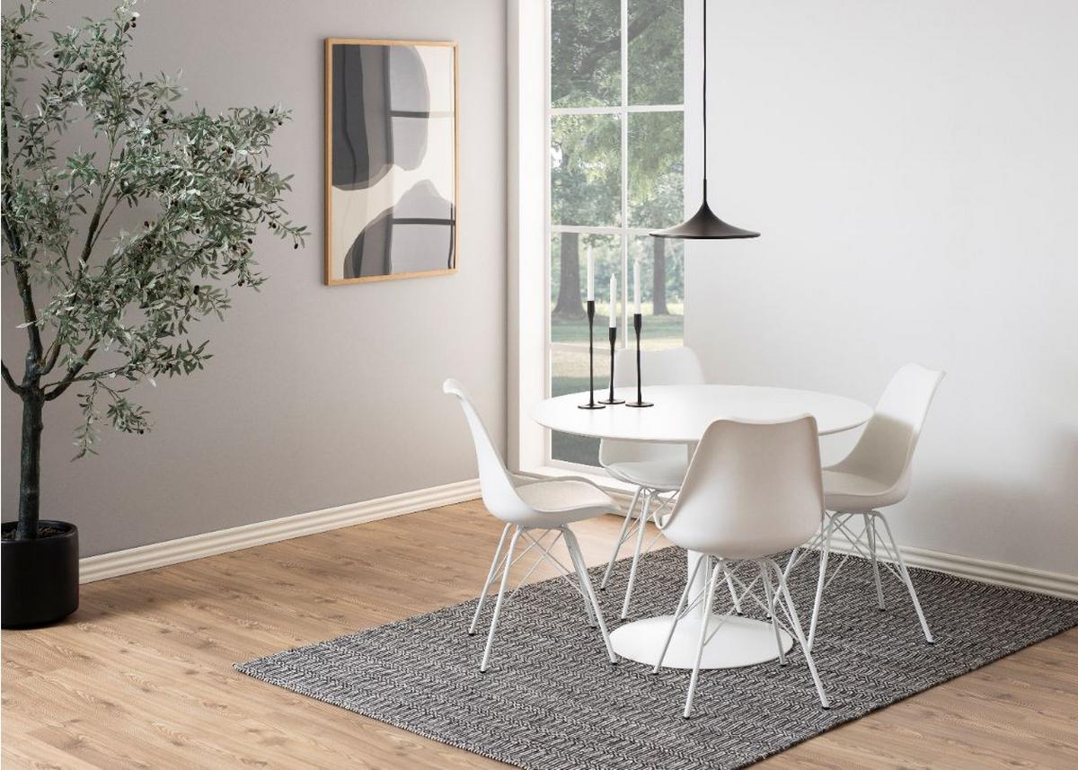 Okrúhly jedálenský stôl IBIZA, ø 110 cm, biely lak - biela, Design, kov/kompozitné drevo (110/76/110cm) - MID.YOU