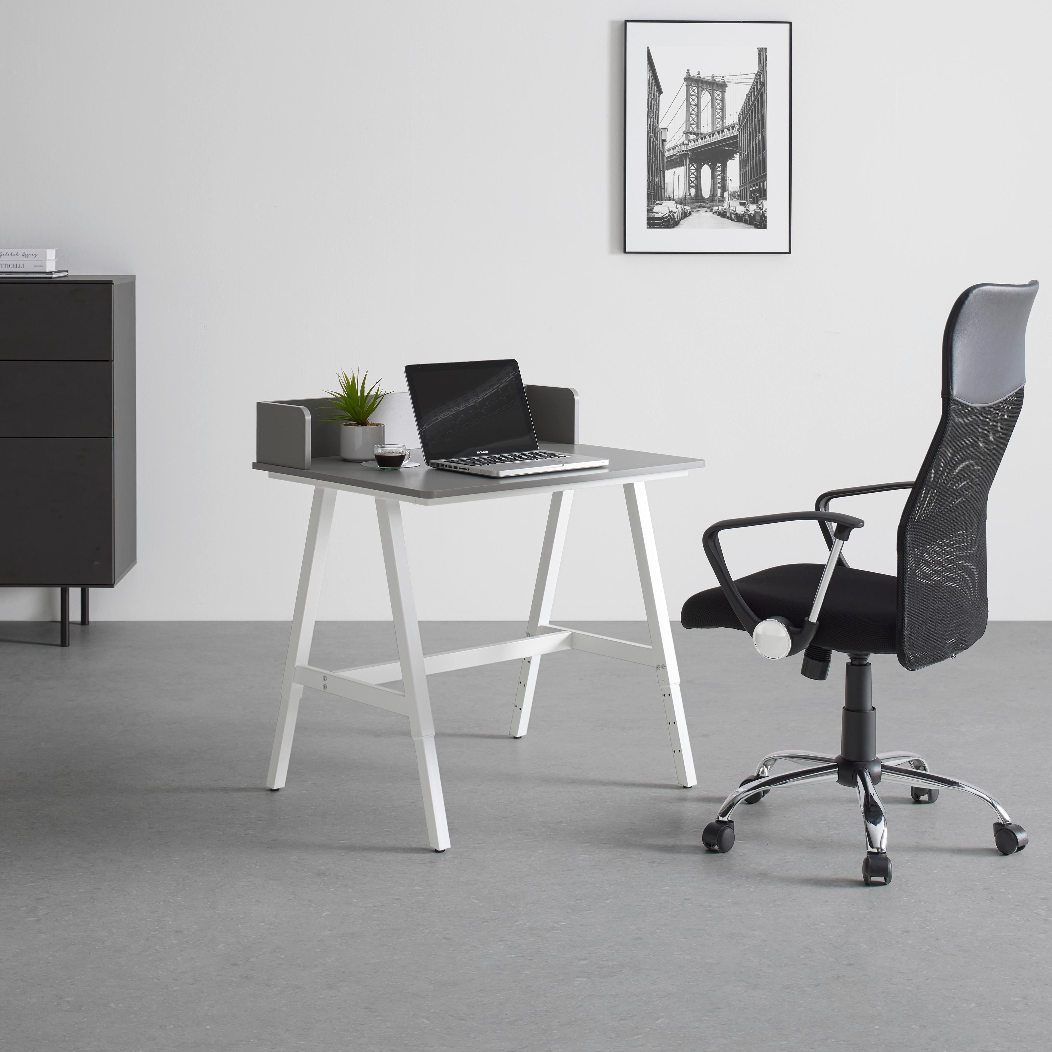 Písací stôl EMMELIE - sivá/biela, Modern, kov/kompozitné drevo (80/54-85/60cm) - Mömax