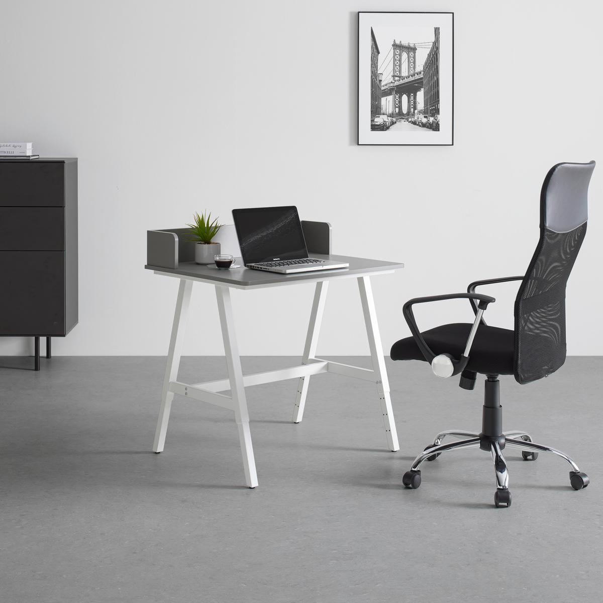 Písací stôl EMMELIE - sivá/biela, Modern, kov/kompozitné drevo (80/54-85/60cm) - Mömax