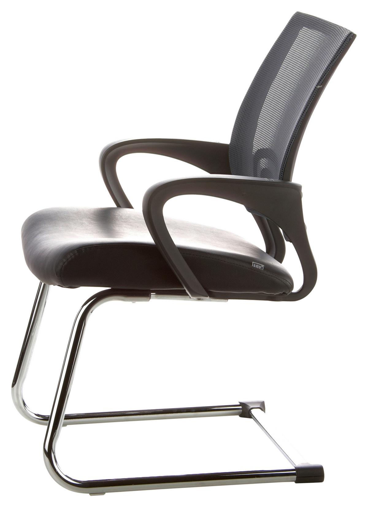 Besucherstuhl Visto Net V Grau/Schwarz Bis 110 Kg - Silberfarben/Schwarz, Basics, Kunststoff/Textil (57/98/52cm) - MID.YOU