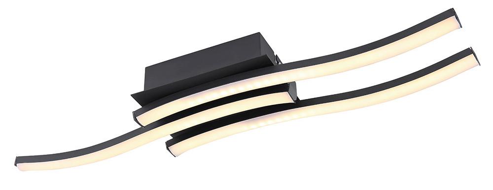 LED-Deckenleuchte Kasimir L: 54 cm - Opal/Schwarz, Design, Kunststoff/Metall (54/16/6.6cm) - Globo