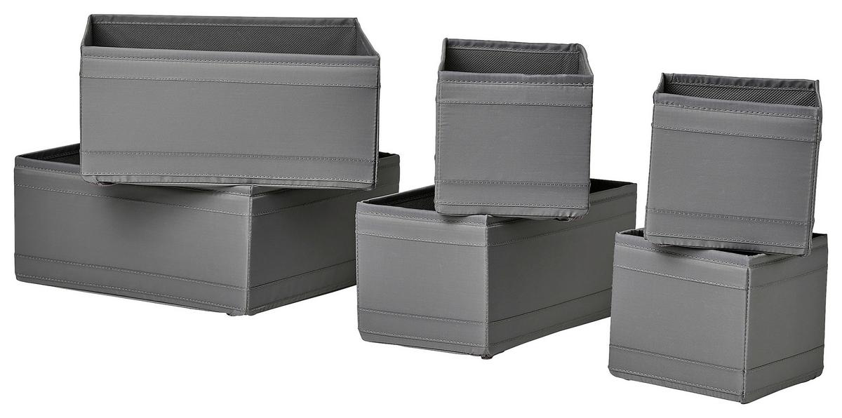 Sada úložných boxov INSIDE -EXT- - sivá, Konventionell, textil/plast - Mömax