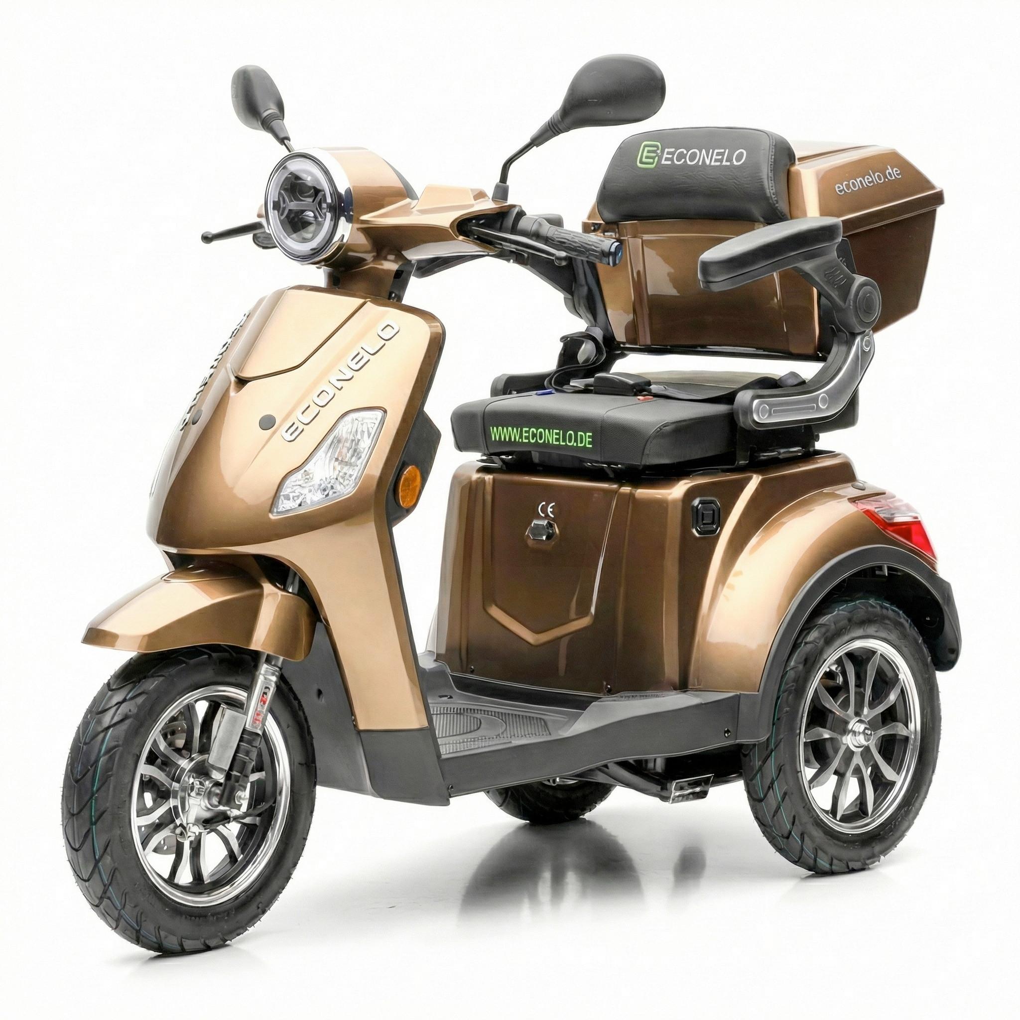 E-Seniorenmobil YOGI-IQ Blei-Akku, 3-Rad, 1000W - Cognac, Basics, Kunststoff/Metall (152/67/102cm)