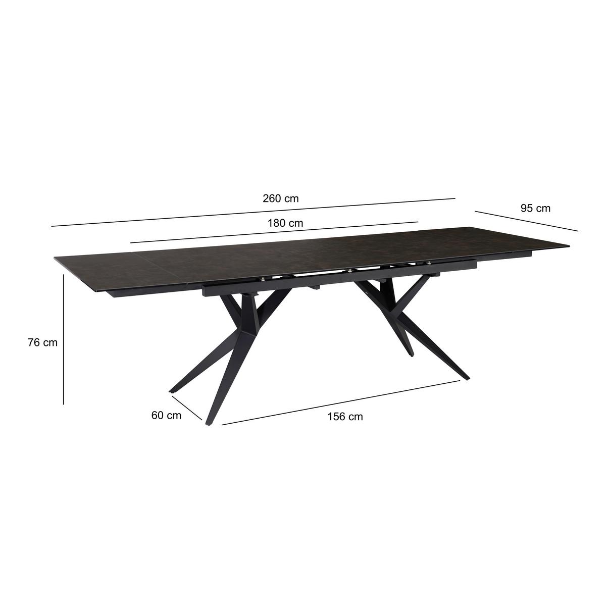 Esstisch Schwarz L: 180 cm - Schwarz, Design, Keramik/Metall (180/95/76cm) - MID.YOU