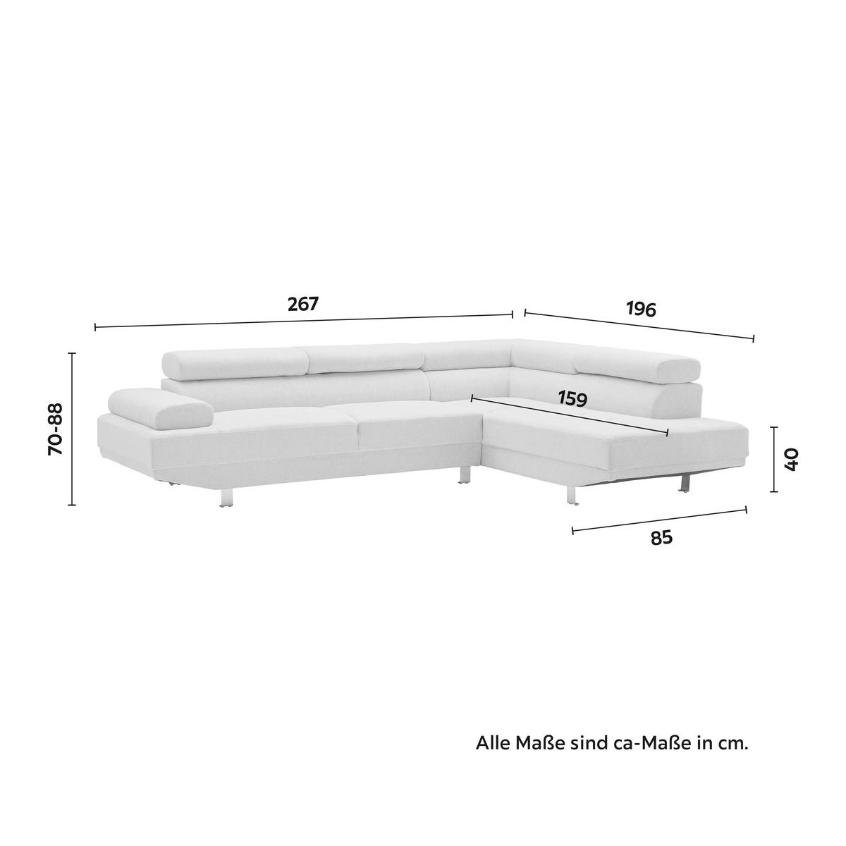 Sedací souprava EMELY, krémová - krémová/barvy nerez oceli, Moderní, kov/dřevo (267/70/195cm) - Bessagi Home