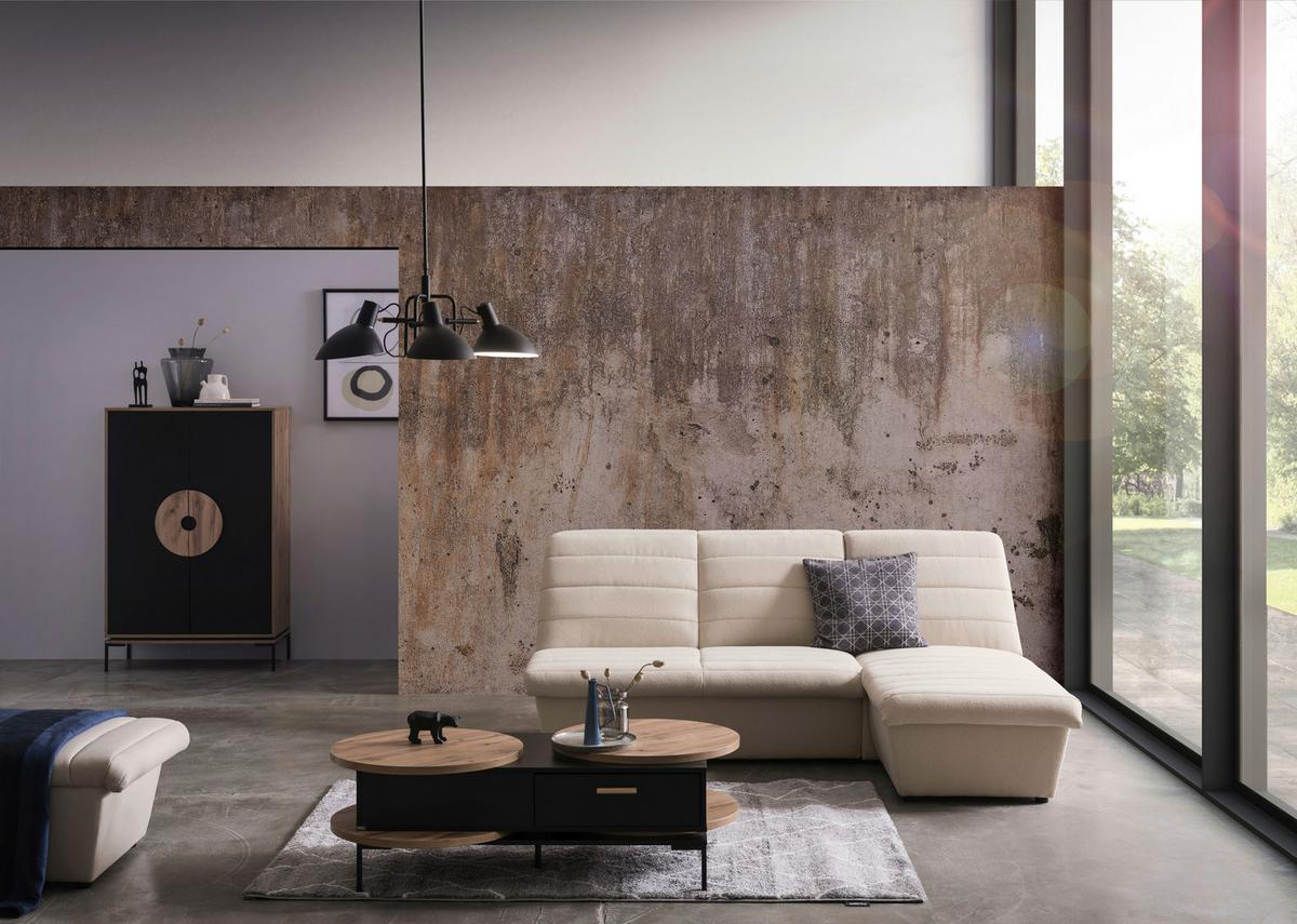 Ecksofa Looks Viii - Creme/Schwarz, Design, Textil (214/168cm) - LOOKS by W.Joop