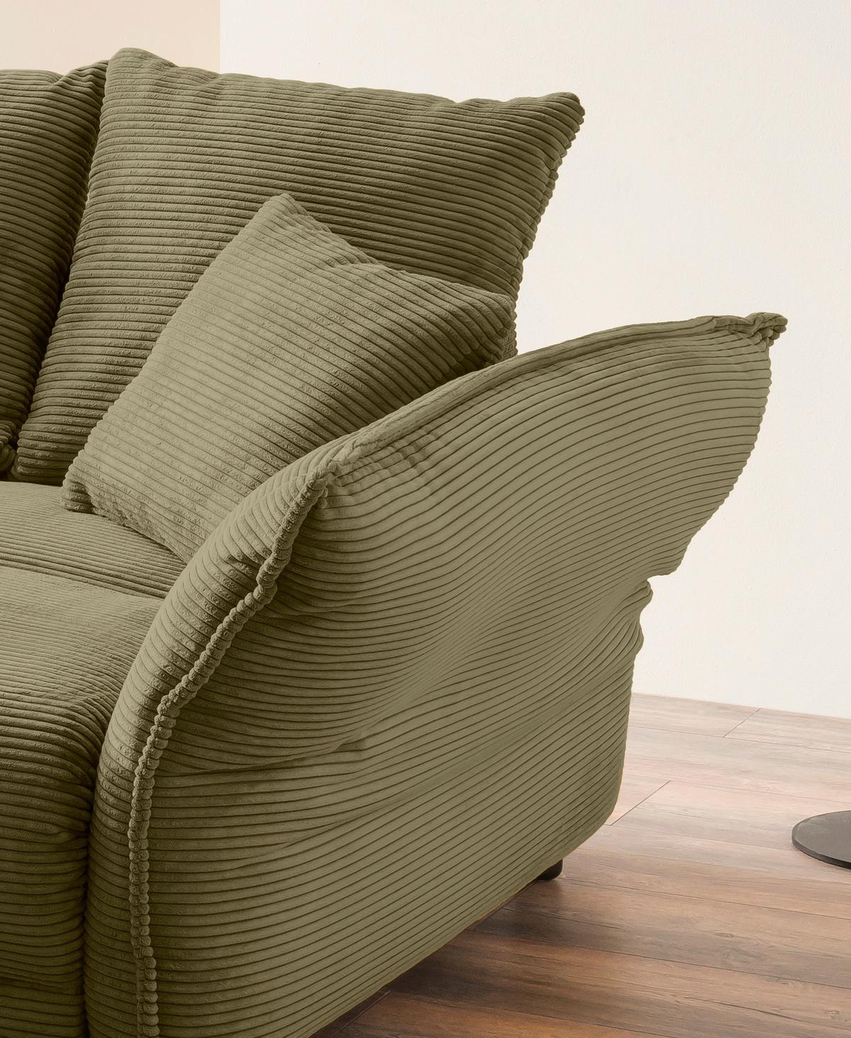 Bigsofa Pera, Olivgrün B: 242 cm - Chromfarben/Olivgrün, MODERN, Textil (242/71/90/131cm) - Livetastic