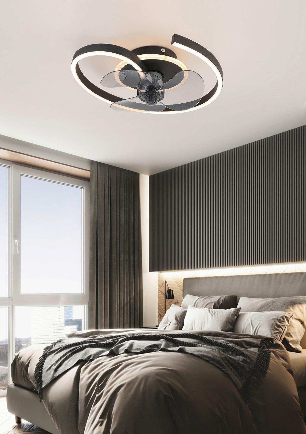 Deckenventilator Zana - Transparent/Schwarz, MODERN, Kunststoff/Metall (40/13cm) - Luca Bessoni