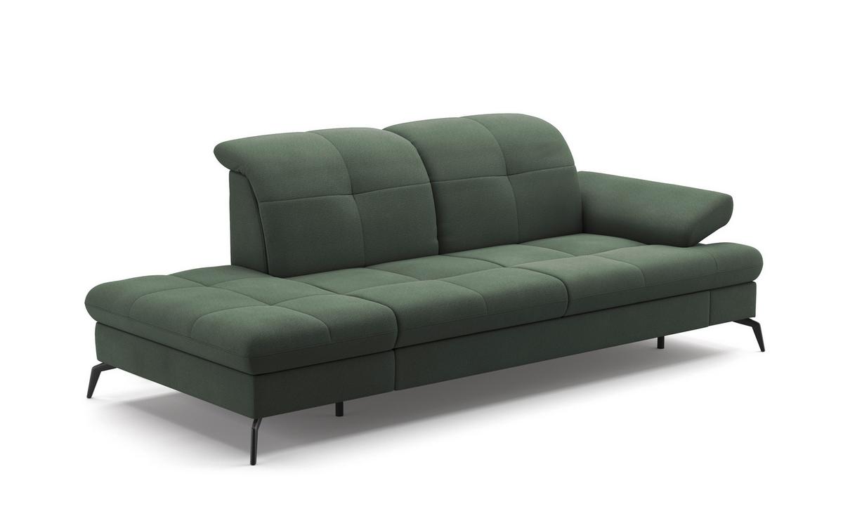 Récamiere Amica E, Grün B: 231 cm - Schwarz/Grün, KONVENTIONELL, Textil (231/90/122cm) - Sit & More