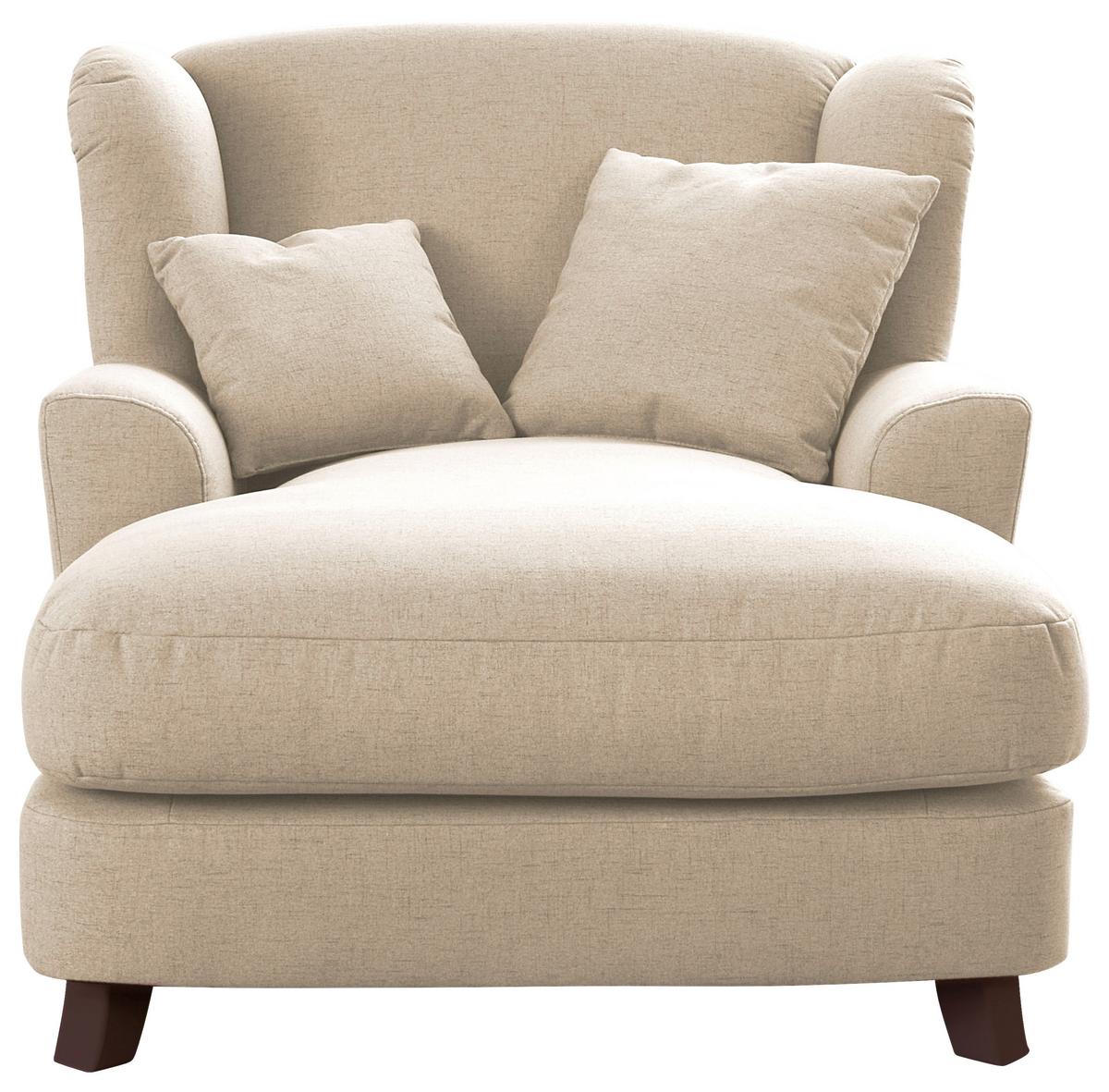 XXXL-Sessel Asado ecru inkl. Zierkissen, B: 109 cm - Ecru/Dunkelbraun, MODERN, Textil (109/104/145cm) - Sit & More