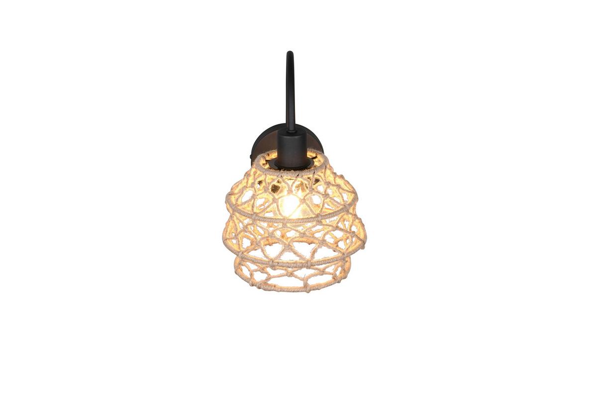 Wandleuchte Hive Naturfarben Schwarz L: 30,5 cm - Schwarz/Naturfarben, Natur, Textil/Metall (30,5/32/20cm)